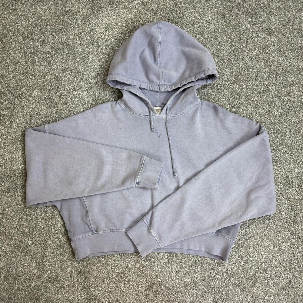 Urban Outfitters Hoodie Womens M Purple Cropped Baggy Pullover Casual Washed